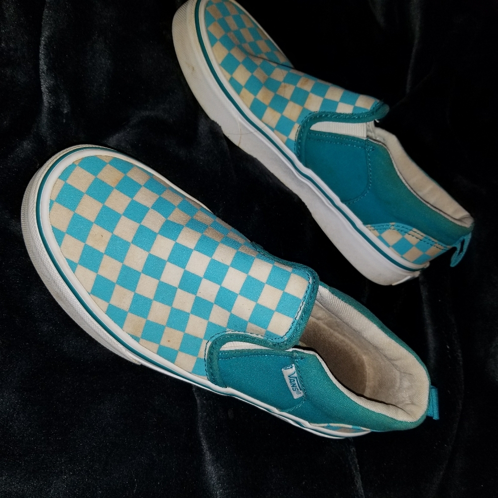 Checkered vans slip ons